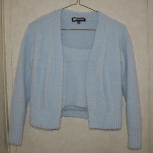 Sweet&sinful Blue Fuzzy Crop Tank Top & Sweater XS